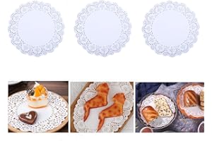 RUIYWEN 100 Fogli di Carta Pizzo Bianco Rotondo Diametro 19cm Centrini di Carta per Torte, Dessert, Cupcake, Snack, Pizza, Ciambelle, Biscotti, Cibi Fritti