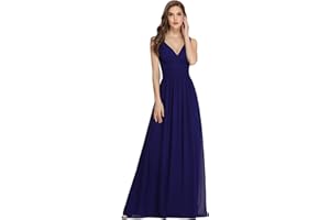 Ever-Pretty Vestito da Cerimonia Donna Linea ad A Stile Impero Chiffon Scollo a V Senza Maniche Abito da Damigella 09016