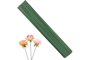 AJINACIOUS 100 Pcs Plastic Flower Stems, Artificial Floral Rod Flower Stem Plastic Floral Stem, Floral Rod Floral Wire Stick for DIY Craft Bouquet Making (17CM)