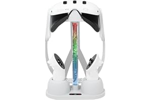 SZAERFA For Meta Quest 3-2 in 1 VR Charging Stand for Touch Controlle,Headset Accessories Display Holder Mount Station,With RGB Lights,Virtual Reality Gaming Glasses Storage Rack