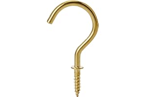 Merriway® BH01117 (10 Pcs) EB Brass Plated Shouldered Cup Mug Hooks, 38 mm (1.1/2 Inch) - Pack of 10 Pieces