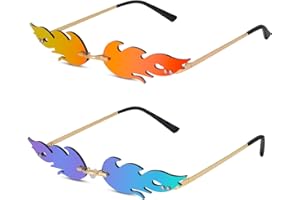 Auidy_6TXD 2 Stück Flammen Flammenform Sonnenbrille Randlose Sonnenbrille Frauen Sonnenbrille Damen für Party Strand