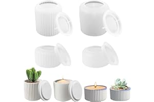 TESYEUX 4 Pièces Moule en Silicone pour Bougeoir Résine Epoxy Moule en Silicone pour Béton Vase en Silicone pour Pot de Plantes Succulentes, Pot de Fleurs,Porte-Stylo,Arôme pour Décoration de La DIY Maison