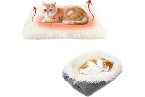 VERTUPET Katzenbett Flauschig 2 in 1 Plüsch Weich Katzenkissen Waschbar Schlafplatz Katzensofa, Haustierbett Hundebett Katzendecke für Katze und Kleine Hunde (Weiß)