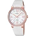 Candino Women's Quartz Watch with White Dial Analogue Display and White Leather Strap C4598/1