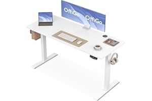 ‎OFFIGO OffiGo Höhenverstellbarer Schreibtisch, 140 cm Elektrischer Schreibtisch, Ergonomischer Tisch mit Memory-Funktion, Gaming Tisch Höhenverstellbar, Moderner Computertisch für Zuhause, Weiß