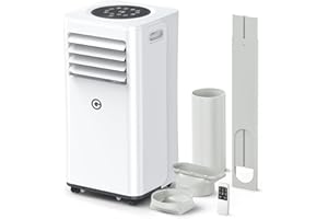 KGOGO Aire Acondicionado Portátil 9000 BTU, 4 en 1: Refrigeración, Ventilador, Deshumidificador y Modo Sueño, Silencioso, con Mando, Temporizador 24h y Kit de Ventana, para Dormitorio, Oficina, Garaje, 25㎡
