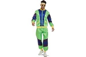 WELLCHY Costume Années 80 et 90 Survêtement, 80S 90S Rétro Veste et Pantalon, Deguisement Annee 80 et 90 avec Bandeau, Bracelets et Lunettes, Déguisement Disco Set pour Carnaval