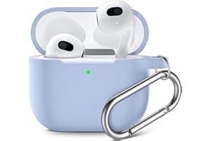 Upeak Compatible with AirPods 3rd Generation Case 2021, Fully Wrapped Silicone Protective Case Cover Shock Absorption for Apple AirPods 3 Case, With Keychain, Lilac