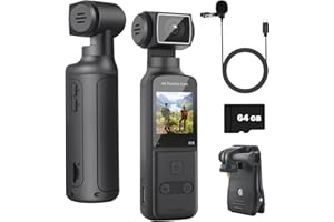 ydi 4K Körperkamera Bodycam Vlog Kamera mit 270° Gedrehtes Objektiv, Externes Mikrofon, 64GB Karte, Pocket Action Cam für Sport im Freien, Fahrrad, Reisen, Polizei, Zivilisten