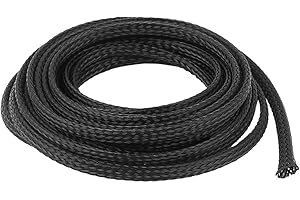 Othmro Gaine tressée extensible en PET pour câblage automobile - 2 m x 6 mm - Noir