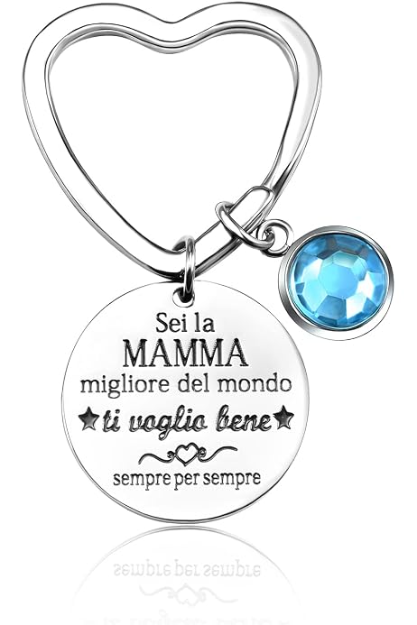 Geschenkset Für Mama – Grußkarte Mit Umschlag + Schlüsselanhänger – Danke & Ich Liebe Dich – Italienisch
