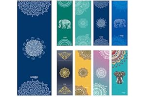 UCOOLY Yoga Towel,Mat Towel with Smart Corner Pockets and Elastic Loop,Non Slip Hot Yoga Towel for Bikram,Pilate,Fitness 24"x72"