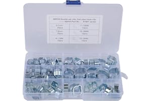 perfk Collier de Serrage à Double Oreille (80 Pièces) - Ajustable en Acier Inoxydable Tuyau Pinces Clips Fixation
