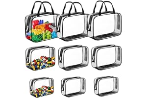 Lotvic 9 Packs Toy Storage Bags, Clear PVC Toy Bags Storage for Kids, Waterproof Toy Organizing Bags, Zippered Toy Storage Bags for Building Blocks, Puzzle, Balls, Pretend Play Toys (9 Pcs)