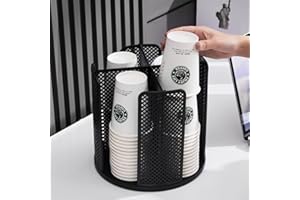 Hosoncovy Portabicchieri girevole a 360 bicchieri di carta, organizer per tazze per casa, cucina, ufficio, bar (nero)