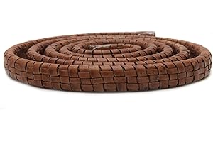 ‎ESNADO Esnado Lederband oval geflochten | Breite 11 mm, Dicke 6 mm | Länge: 1 Meter | Farbe: Antik Hellbraun| ECHTES Leder - pflanzlich gegerbt | zum Basteln | Herstellung von Schmuck