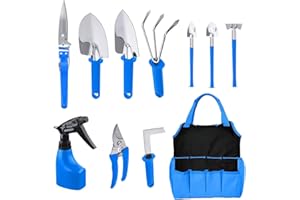CELLPLAY Solarplay Set d'outils de Jardinage, 10 pièces Heavy Duty Set d'outils de Jardinage, Set d'outils pour Le Jardinage, Cadeaux pour Femmes et Hommes