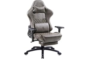 Dowinx Sedia Gaming Chair Chair Stile ergonomico da Corsa con Massaggio Supporto Lombare Poltrona da Ufficio per Computer in Pelle PU con poggiapiedi Retrattile Marrone