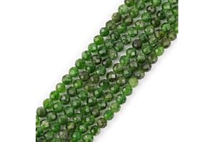 GEM-INSIDE CREATE YOUR OWN FASHION GEM-Inside AA, 4 mm, natürlicher grüner Diopsid-Edelstein, Quarz, facettiert, rund, winzige kleine Abstandshalter, Perlen für Schmuckherstellung, Armband, Ohrringe, Charms, voller Strang, 38,1 cm