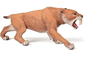 Papo - Smilodon Figurine - Prehistoric Sabertooth Tiger Toy for Kids Age 3+ - Hand-Painted Ice Age Predator Model - Realistic and Educational - 15.8 x 4.6 x 6.2 cm - 55022