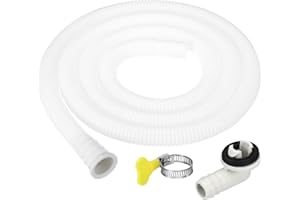 PATIKIL 5ft Aria Condizionatore Drenaggio Tubo Flessibile Kit, Universale Drenaggio Connettore Tubo di scarico con Morsetto per Mini-Split Finestra Unità AC Rubinetto, Bianco