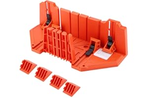 HEADERBS Juego de caja de inglete, sierra de podar, sierra de mano para cortar madera, herramienta de hardware, sierra rígida para cortes de 0 ° / 22,5 ° / 45 ° a la izquierda / derecha para madera