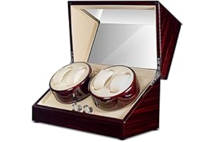 Siremig Remontoir Montre Automatique Boîte, Remontoir de Montres pour 4 Montres, Moteur Silencieux avec 5 Modes de Rotation
