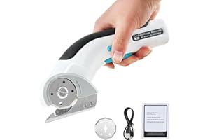 CUPEOHOME Cordless Electric Scissors, 4V Electric Cardboard Cutter Rechargeable Fabric Cutter with Safety Lock, Handheld Portable Electric Rotary Cutter for Cutting Fabric, Cardboard, Leather, Carpet