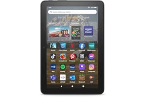 AMAZON Zertifiziert und generalüberholt Fire HD 8-Tablet, 8-Zoll-HD-Display, 32 GB, 30% schnellerer Prozessor, für Unterhaltung unterwegs (2022), schwarz, mit Werbung
