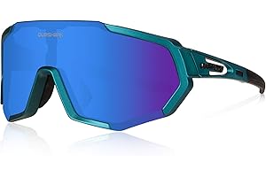 ‎QUESHARK Queshark Sportbrillen Fahrrad Brillen Damen Herren Polarisierte UV400 Schutz mit 3 Wechselgläser Radbrillen für Outdoor-Sport Radfahren Motorradfahren Laufen Angeln Golf