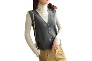 ALLOAONE Cárdigan De Punto Sin Mangas para Mujer, Chalecos Informales con Cuello En V, Chalecos Básicos Individuales