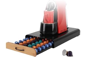 Flagship Uchwyt na kapsułki, szuflada do przechowywania kapsułek Nespresso Originaline (60 kapsułek, drewno)