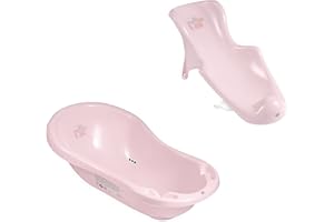 Hylat Baby Ensemble de bain avec siège - pour nouveau-nés et bébés - Amigos stable et confortable - rose, ensemble 2 pièces