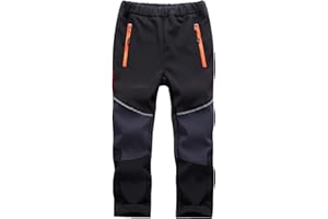 Echinodon Kinder Softshellhose mit Reflektor Gefüttert Hose Wasserabweisend Winddicht Atmungsaktiv Jungen Mädchen Outdoor Wandern Freizeit Hose Herbst Winter