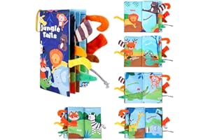 Vicloon Libro Bebe Juguetes, Libro de Tela Blandos para Bebe Recien Nacido, Animales Libro Sensorial Suave de Actividades, Juguetes Aprendizaje y Educativo para Bebes (Selva)