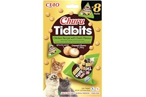 INABA Churu Tidbits kattgodis med högkvalitativa ingredienser, rik på fukt och protein, lågt kaloriinnehåll, utan spannmål eller socker 96 g