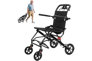 SOMERWAY Rollstuhl Faltbar Leicht für Erwachsene, 8,2 kg, Transportrollstühle mit Handbremsen, Rollstuhl mit Sicherheitsgurt, Handläufe, abnehmbare Fußstütze, Transitrollstuhl für behinderte und Senioren