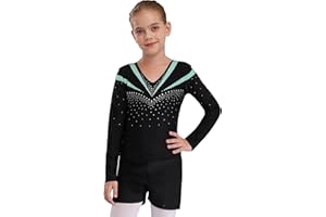 FEESHOW Mädchen Kinder Gymnastikanzug Ballett Gymnastikbody Turntrikot Gymnastikhose Shorts Sport Tanzoutfit Athletic Wettkampf Trainingsanzüge