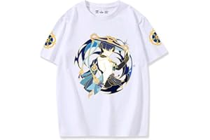KEEPHEN T-Shirt Anime Game Genshin Impact Tops à Manches Courtes imprimés Wanderer Personality Comics Harajuku Pullover pour Hommes Femmes Ados