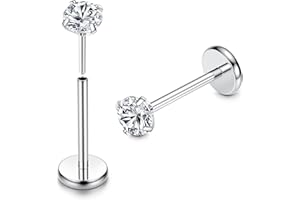 ADRAMATA 2Pcs G23 Titanium Labret Studs Lip Piercing Jewellery Threadless Push in Medusa Monroe Piercing Lip Bar Earring Piercing Studs Nose Studs Nose Piercing Conch Tragus Helix Piercing Jewellery