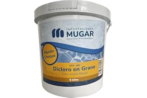Mugar- Cloro Choque de Acción Rápida - Dicloro Granulado de Acción Rápida en Tarrinas de 5kg- Tratamiento Inicial para Limpieza Piscinas