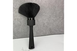 POFET Spazzola per spolverare collo e viso, spazzola morbida per la pulizia dei capelli, spazzola professionale per parrucchieri con manico lungo per barbiere salone di casa (nero)