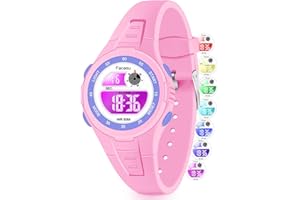 Facasu Kids Digital Watch for Boys Girls, Colorful Light 50M Waterproof Outdoor Sports Watch for Toddler Children with Stopwatch Alarm 12/24 H Functions - Kids Gifts for Boys Girls Ages 4-15
