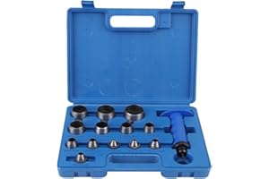 COCOARM Set di punzonatura cava 13 pezzi con impugnatura Strumento di perforazione per cintura per lavori pesanti in pelle Perforatore in pelle Punzone per la lavorazione della pelle Punzone per cintura