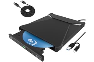 TOMVYTER Portable Lecteur Blu Ray Externe, avec USB 3.0 Type-C Lecteur DVD/BD Graveur 4k Blu Ray,Graveur Optical Bluray Drive，Lecteur Blu-Ray Externe,pour PC Windows 11 10 8 7