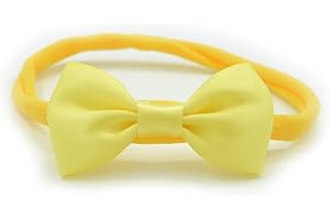 PrettyBoutique Baby Girls Satin Bow Soft Skinny Elastic Nylon Headband Hair Band Accessories