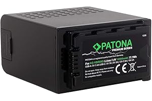 PATONA Premium AG-VBR89 AG-VBR89GC Akku (LG-Cells 10500mAh) - USB Ausgang (Powerbank) USB-C Eingang - Kompatibel mit Panasonic AG-DVX200 AG-UX90 AJ-PX270 AJ-PG50 AU-EVA1 HC-X2 HC-X20 Lumix DC-BS1H