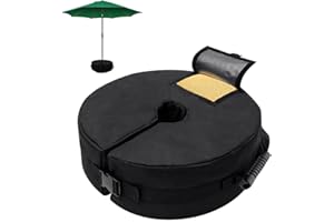 Caffney Patio Umbrella Base Weight Bag 18" Round Patio Umbrella Base Weights with Side Slot Opening Detachable Beach Tent Base Sandbags for Outdoor Beach Garden
