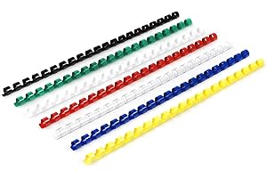 RAYSON Peignes de reliure en plastique, capacité de reliure de 20 feuilles, 6 mm, dos de reliure à 21 anneaux, A4, multicolore, paquet de 100